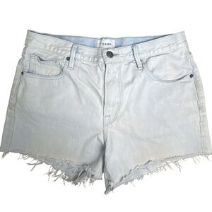 FRAME Light Wash Frayed Denim Shorts Size 27
